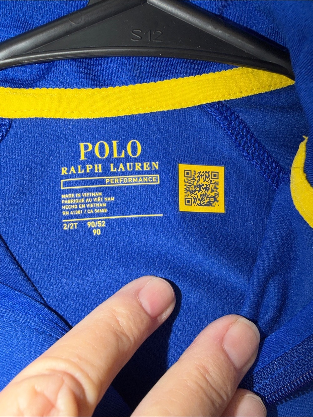 Polo Ralph Lauren performance Blue & Yellow Half-Zip Pullover - Picture 6 of 7